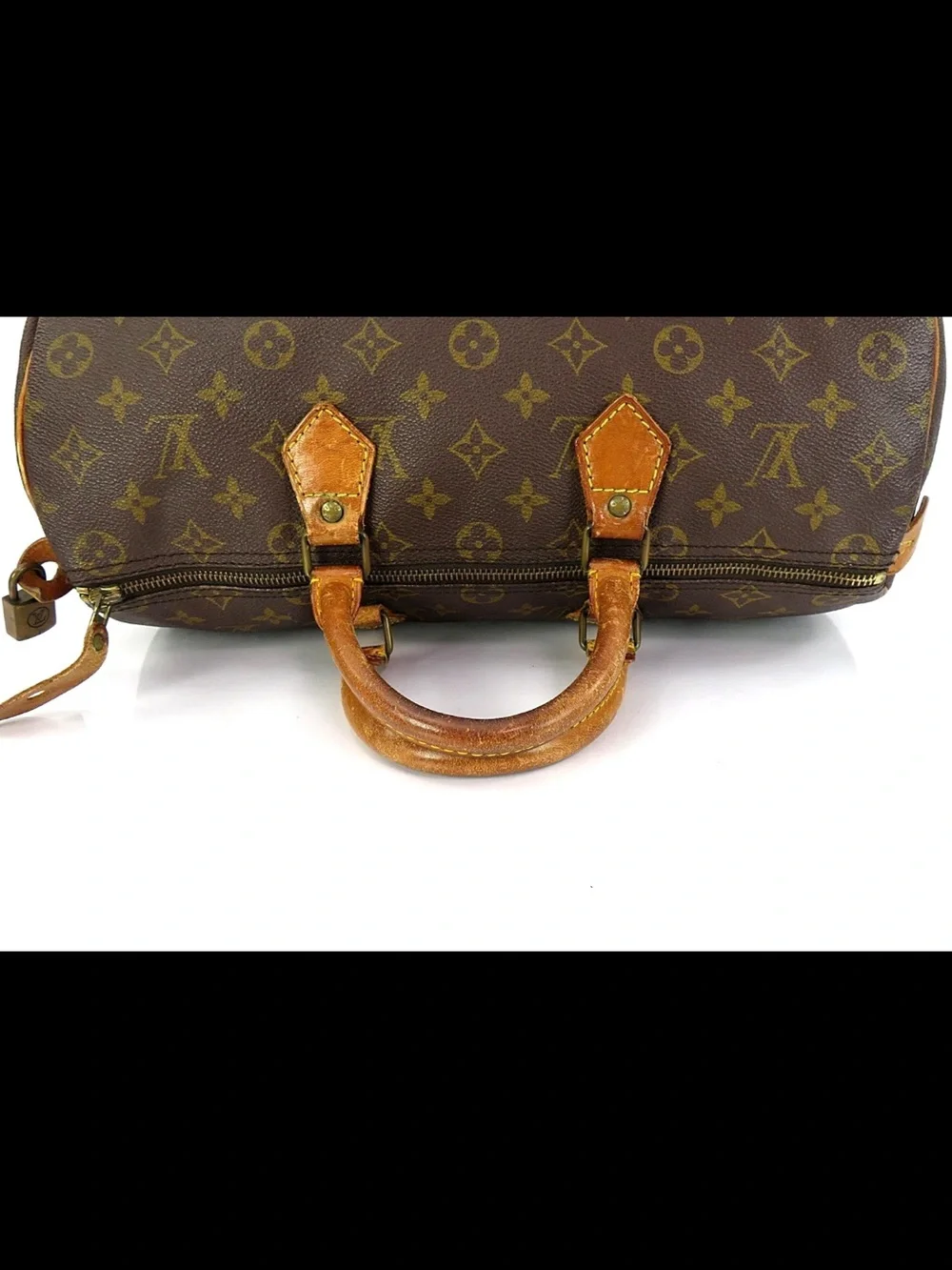 Louis Vuitton Brown Monogram Canvas Satchel with Tan Leather Trim